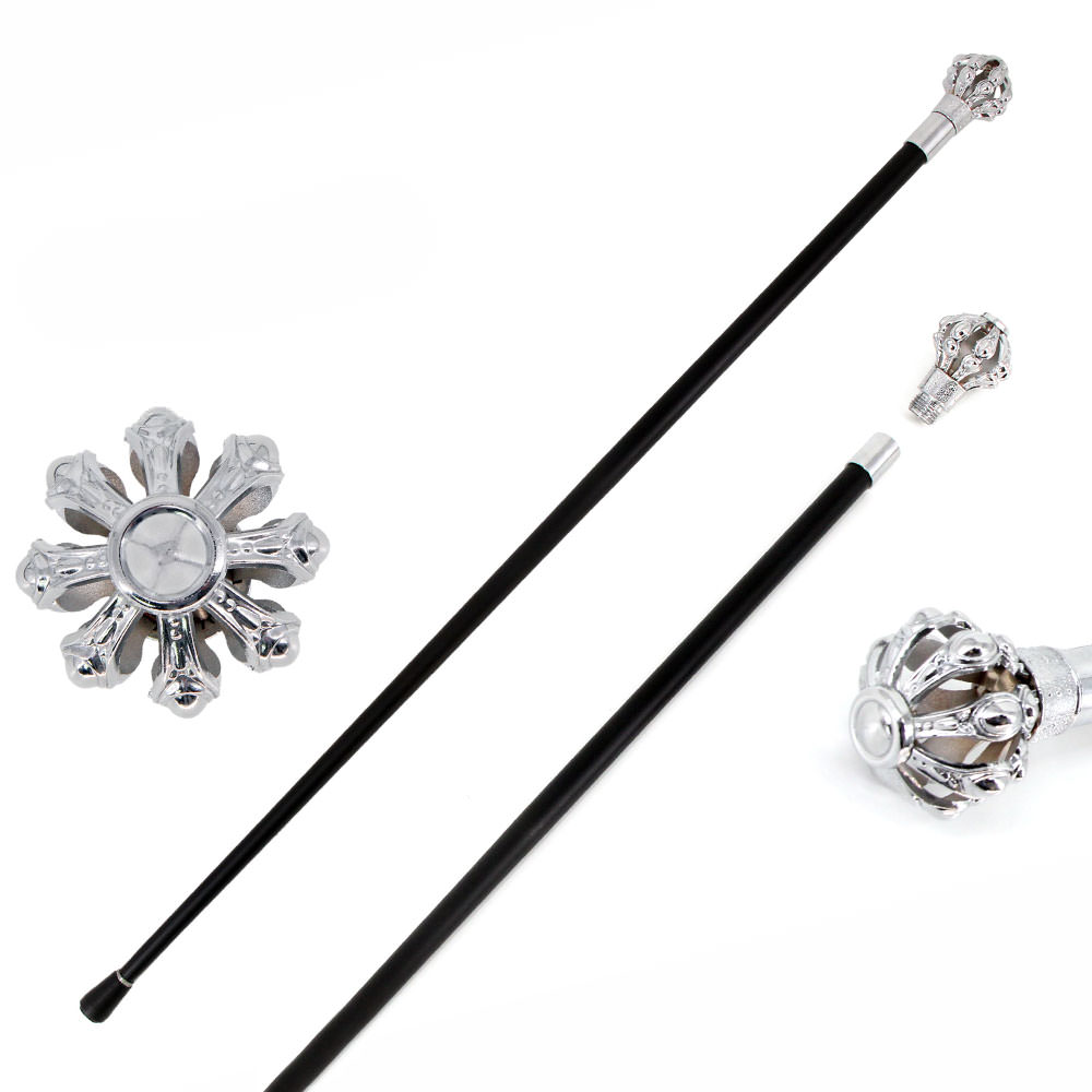 37 Inches Silver Crown Knob Gentleman's Walking Stick - Tophatter's Army Products & Self Defense Collectible Weapons - Tophatter Daily Deals