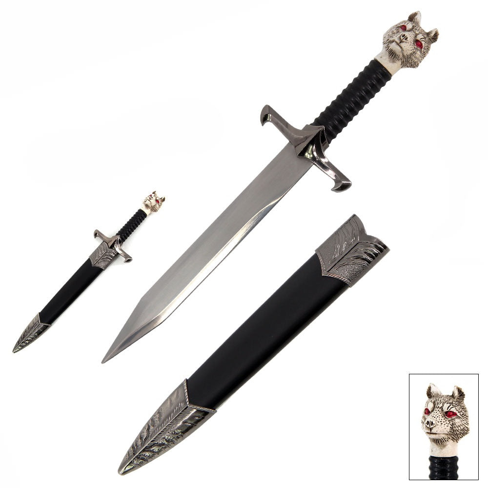 12 1/4" White Wolf Miniature Letter Opener Fantasy Short Sword Dagger Knife - Tophatter's Inc. Weapons Store Online Collectible Weapons - Tophatter Daily Deals