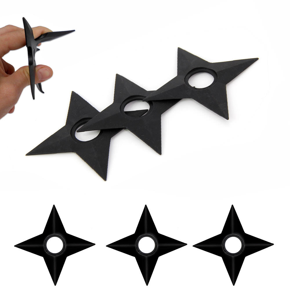 3 Pcs Rubber Training Naruto Shuriken 5" Star - Tophatter's Guns'N'Weapons Store - FREE SHIPPING Collectible Weapons - Tophatter Daily Deals