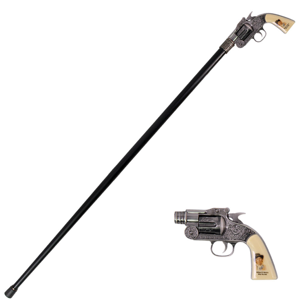 Billy the Kid Revolver Gun Handle Gentleman's Walking Stick - Tophatter's Guns'N'Weapons Store Collectible Weapons - Tophatter Daily Deals