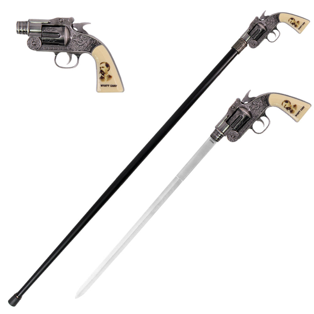 Wyatt Earp Revolver Gun Handle Sword Cane - Tophatter's Guns'N'Weapons Store Collectible Weapons - Tophatter Daily Deals