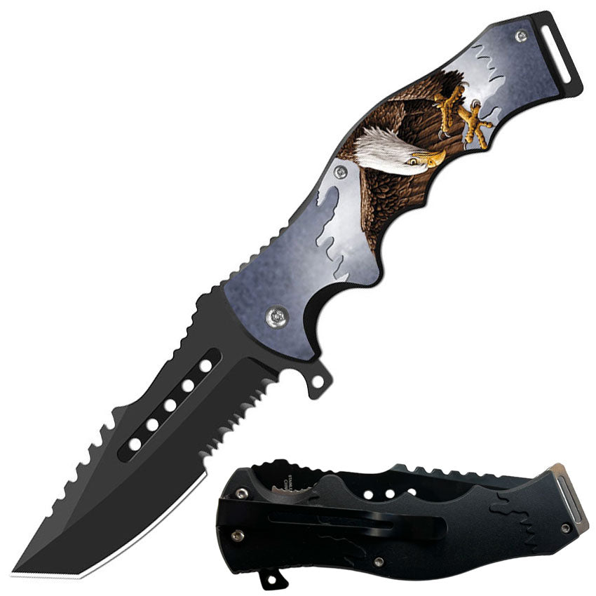 8.5" Tactical Eagle Spring Assisted Folding Open Pocket Knife Cleaver Blade - TOPHATTER'S ARMORY DEALS Collectible Weapons - Tophatter Daily Deals