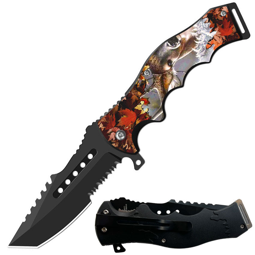 8.5" Tracker Huntsman Deer Spring Assisted Folding Open Pocket Knife Cleaver Blade - TOPHATTER'S ARMORY DEALS Collectible Weapons - Tophatter Daily Deals