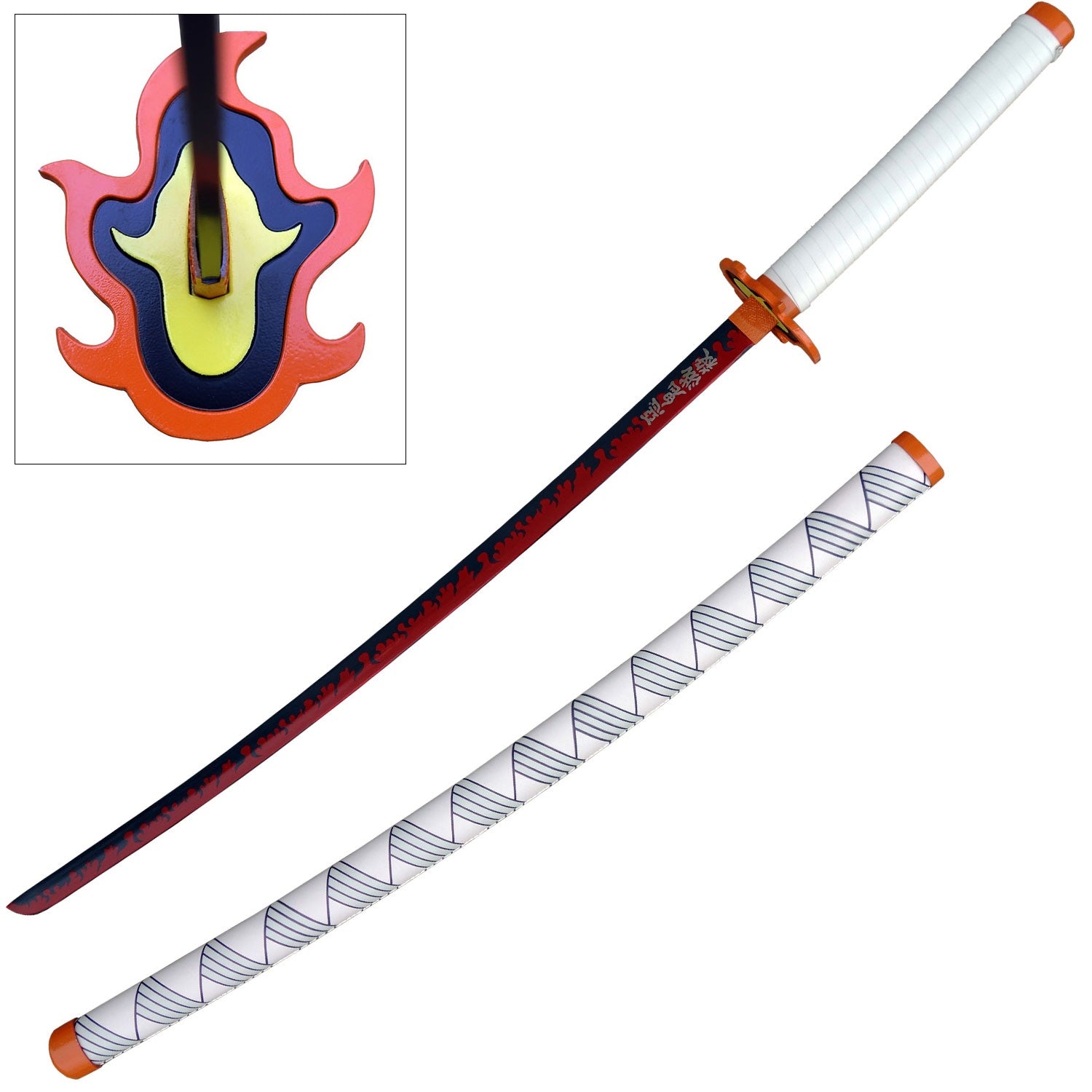 Kyojuro Rengoku Nichirin Sword Demon Killer Anime Samurai Katana - Tophatter's Guns'N'Weapons Store - FREE SHIPPING Collectible Weapons - Tophatter Daily Deals