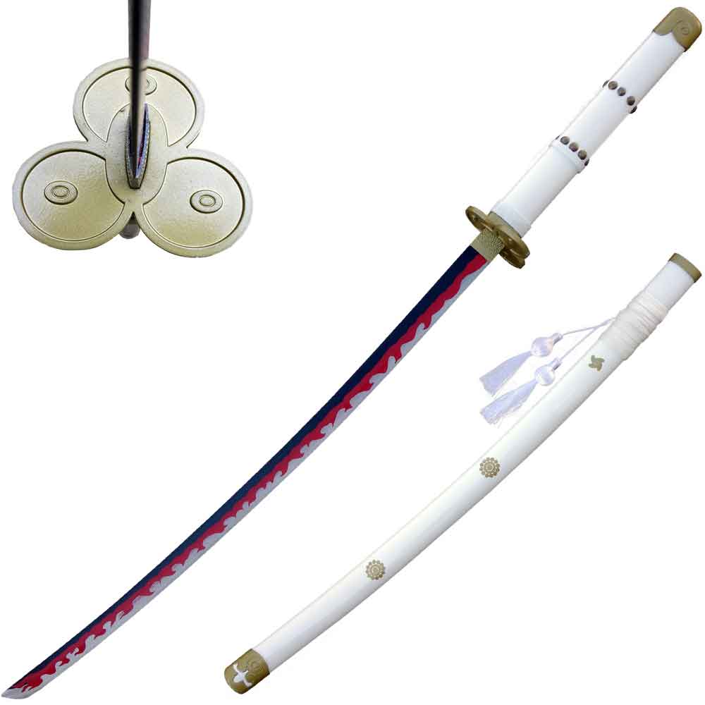 40.5" Enma Zoro Roronoa Yamo White Katana Replica Steel Sword - Tophatter's Guns'N'Weapons Store - FREE SHIPPING Collectible Weapons - Tophatter Daily Deals