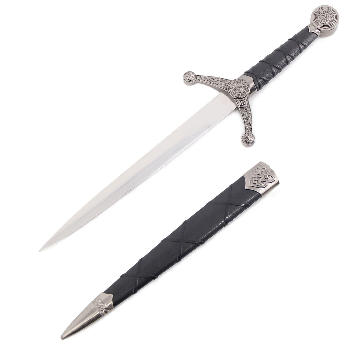 Silver Celtic Knot Dagger with Scabbard - Tophatter's Army Products & Self Defense Collectible Weapons - Tophatter Daily Deals