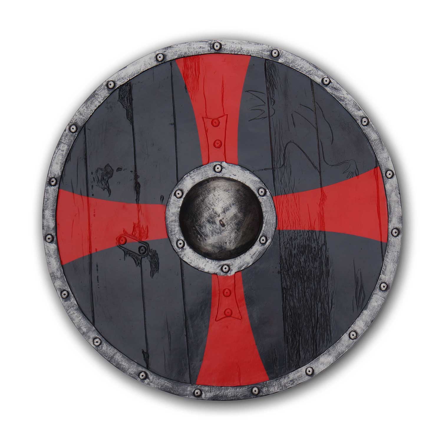 24" Full Size Viking Medieval Round Replica Shield Collectible Weapons - Tophatter Daily Deals