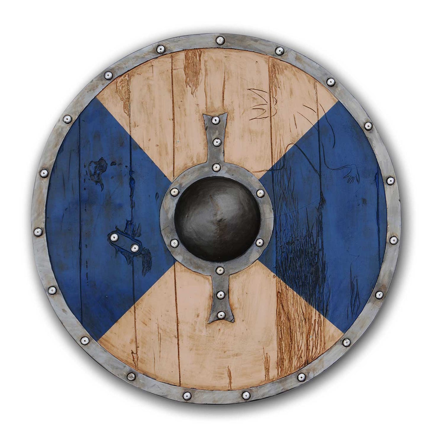 24" Full Size Viking Age Medieval Round Shield Collectible Weapons - Tophatter Daily Deals