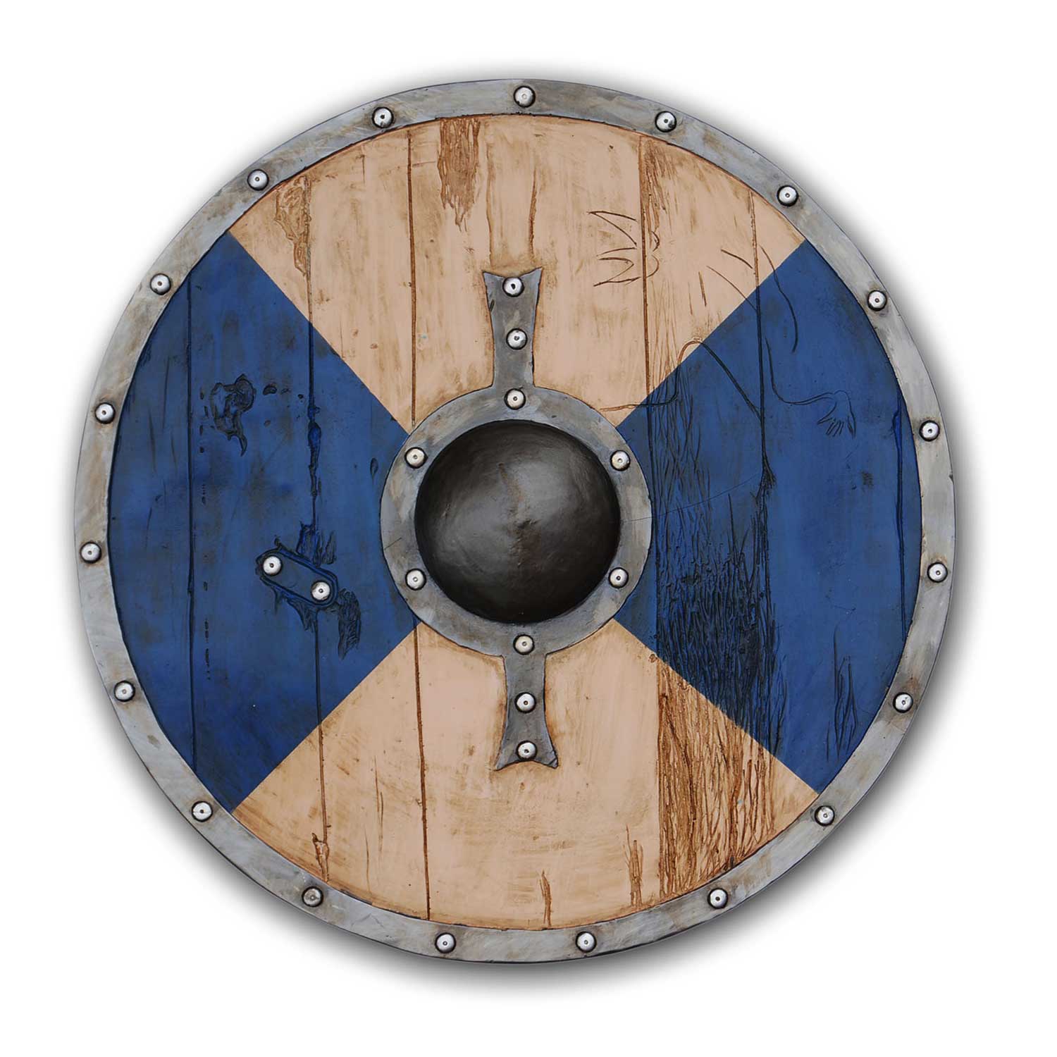 24" Full Size Viking Age Medieval Round Shield - Tophatter's Guns'N'Weapons Store - FREE SHIPPING Collectible Weapons - Tophatter Daily Deals