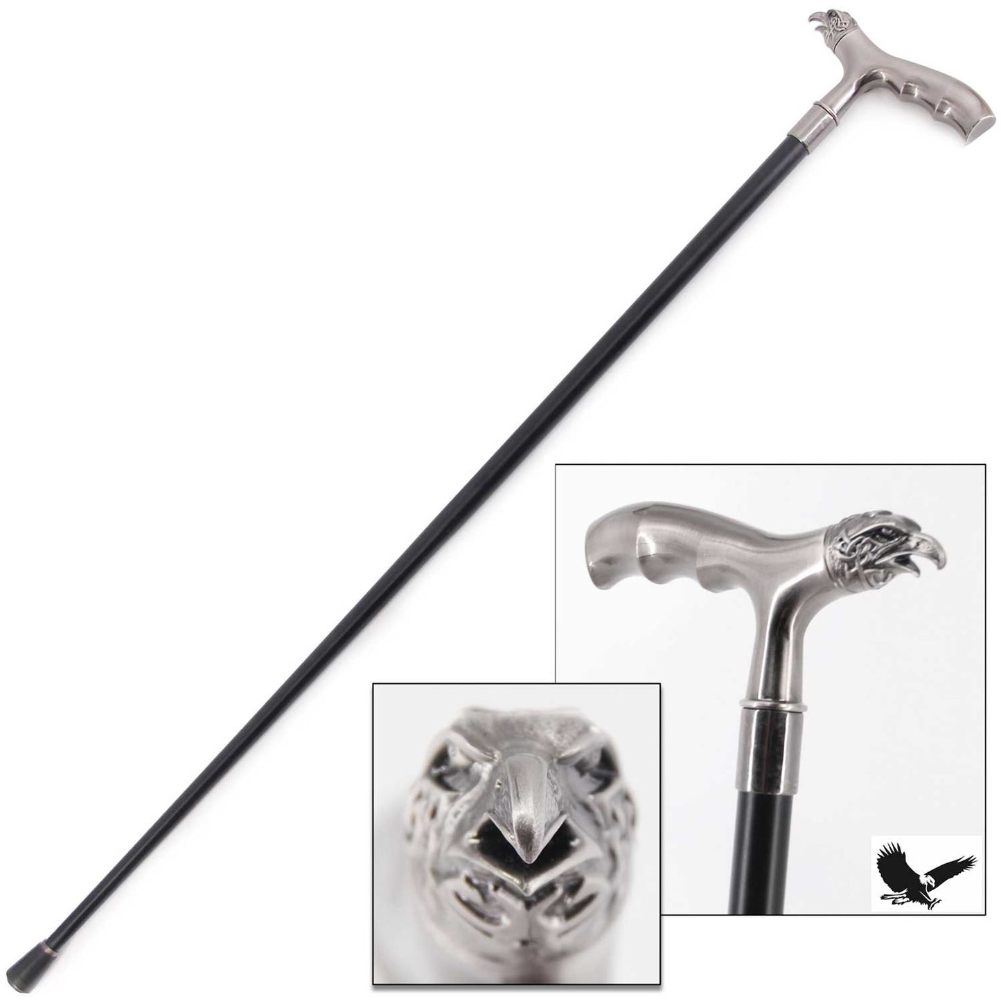 36" Eagle Head T Style Handle Steel Metal Gentlemen Walking Cane Stick - TOPHATTER'S ARMORY DEALS Collectible Weapons - Tophatter Daily Deals