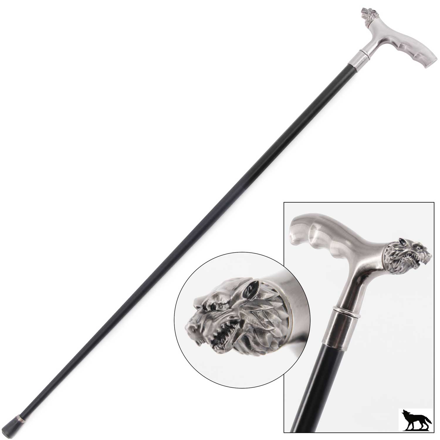 36" John Snow Wolf Gentlemen Walking Cane Stick With Grip - TOPHATTER'S ARMORY DEALS Collectible Weapons - Tophatter Daily Deals