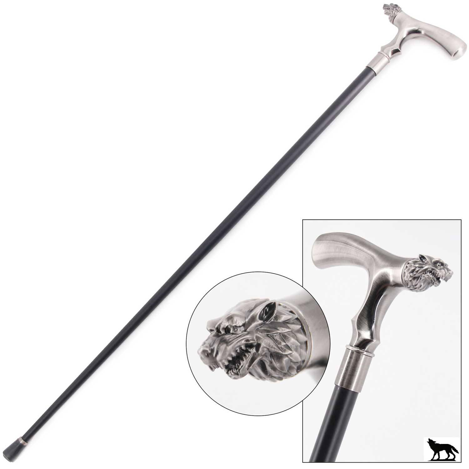 36" John Snow Wolf Steel Metal Gentlemen Walking Cane Stick - TOPHATTER'S ARMORY DEALS Collectible Weapons - Tophatter Daily Deals