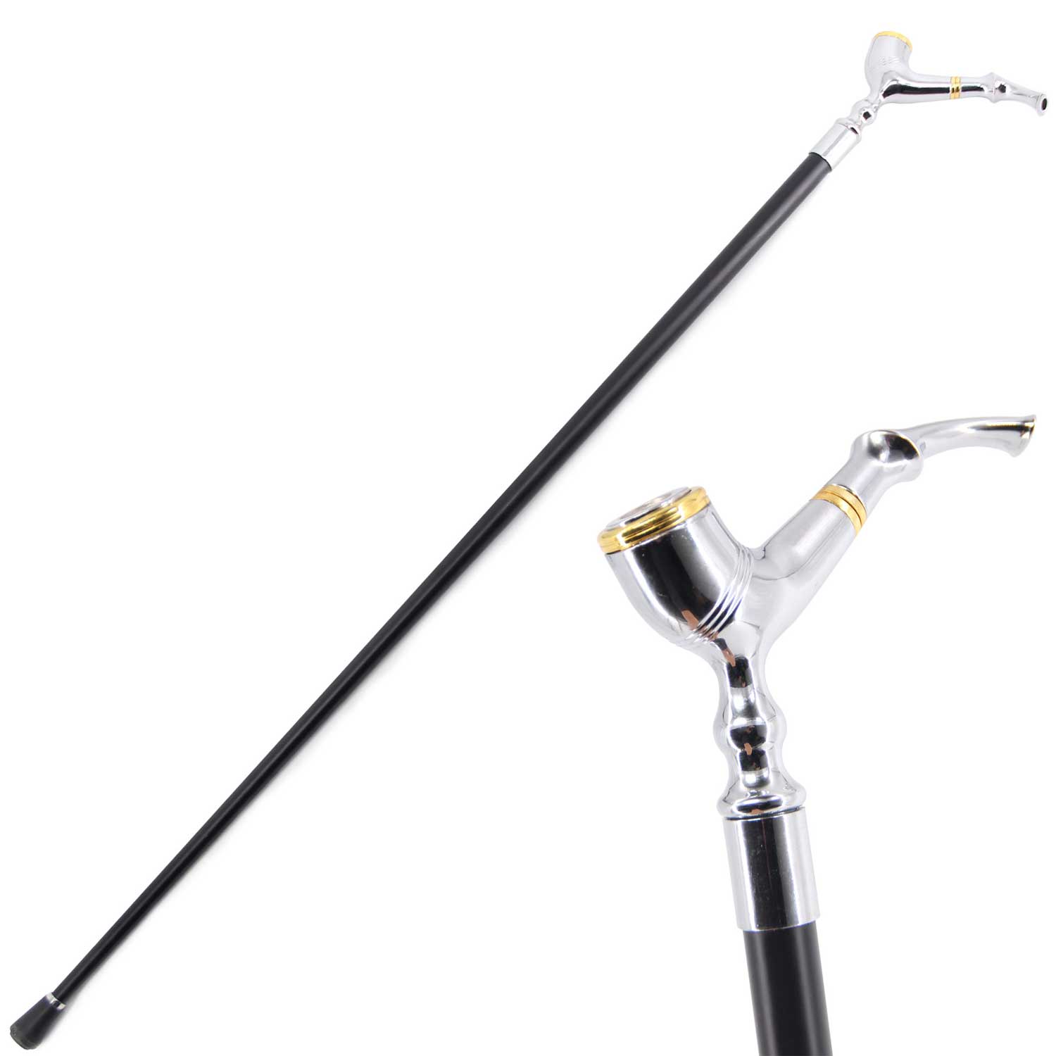 Classic Smoking Pipe Design Handle Derby Fritz Walking Stick - TOPHATTER'S ARMORY DEALS Collectible Weapons - Tophatter Daily Deals