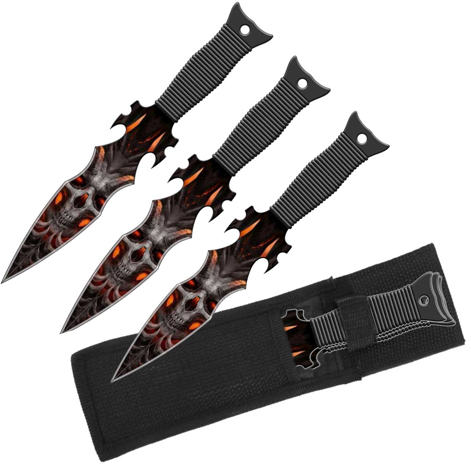 Dante's Inferno Throwing Knives Set - Set of 3 Throwers with Sheath - TOPHATTER'S ARMORY DEALS Collectible Weapons - Tophatter Daily Deals