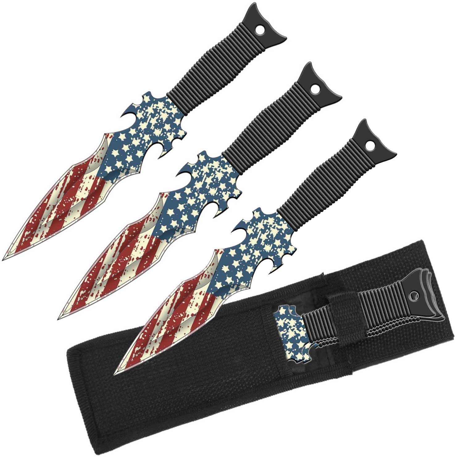 Proud of America US Flag Throwing Knives Set - Set of 3 Throwers - TOPHATTER'S ARMORY DEALS Collectible Weapons - Tophatter Daily Deals