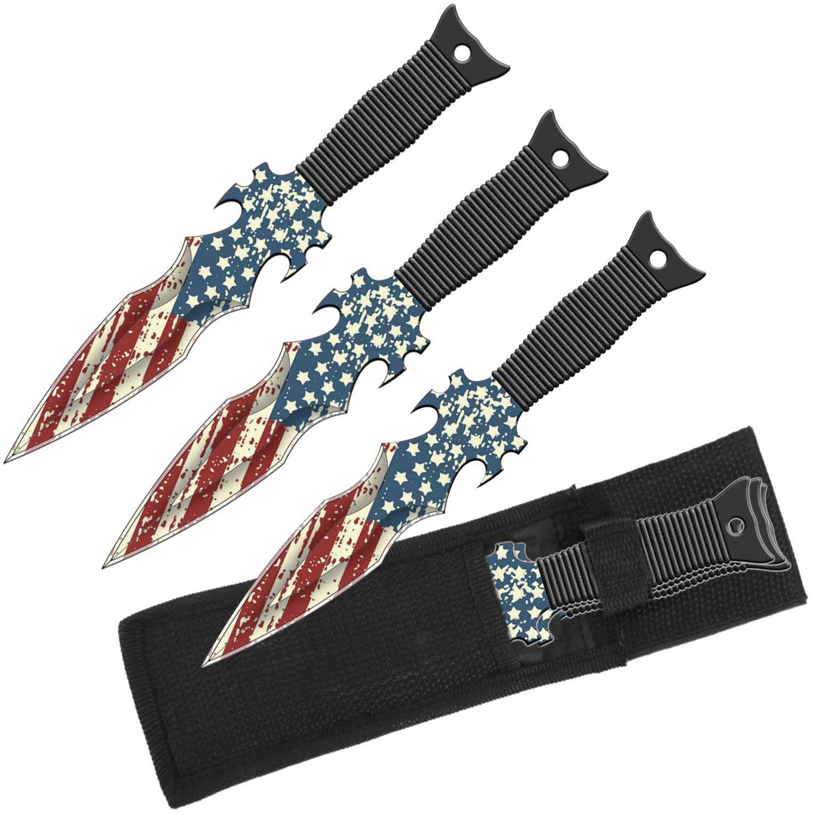 Proud of America US Flag Throwing Knives Set - Set of 3 Throwers - TOPHATTER'S ARMORY DEALS Collectible Weapons - Tophatter Daily Deals