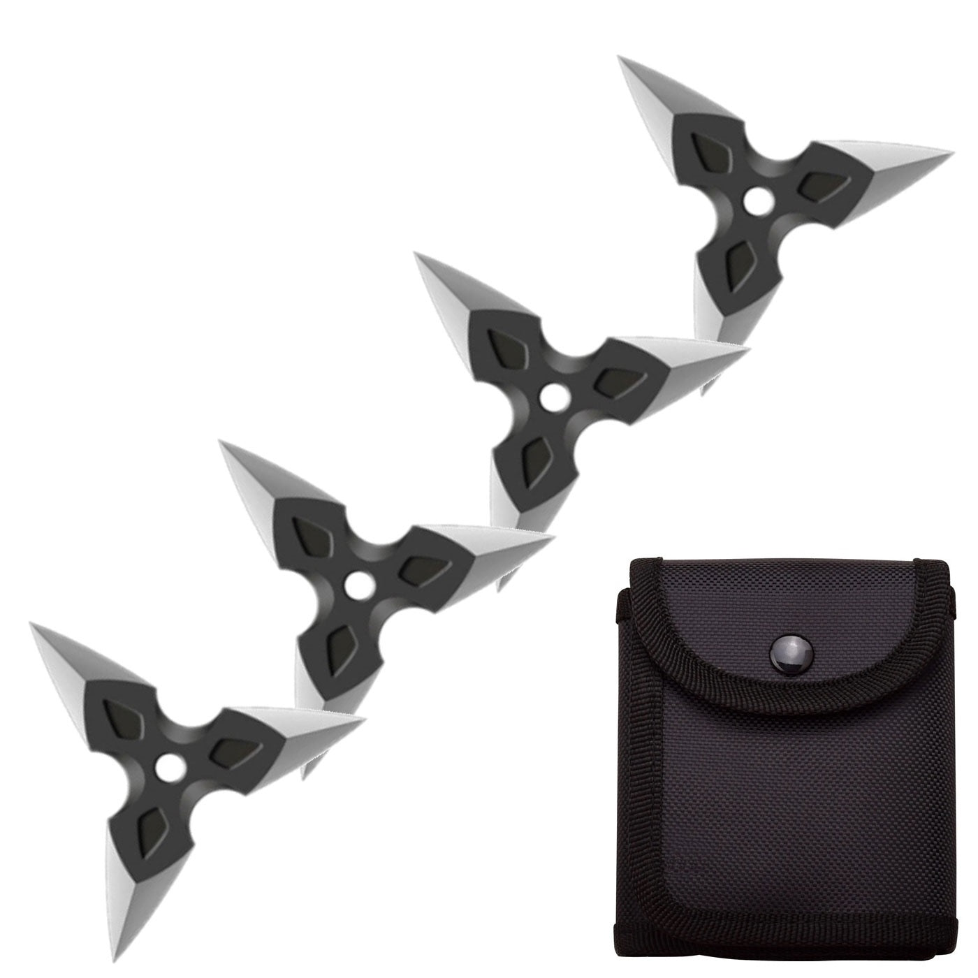4 Pc Black/Satin Finish Three-Pointed Triangle Throwing Ninja Stars Shuriken - TOPHATTER'S ARMORY DEALS Collectible Weapons - Tophatter Daily Deals
