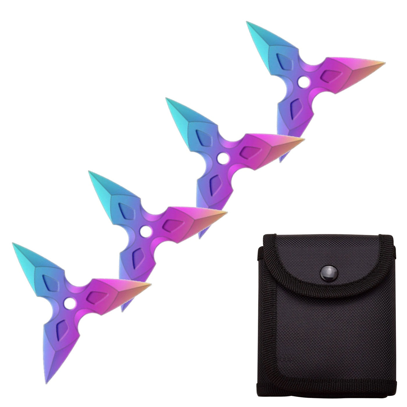 4 Pc Titanium Finish Three-Pointed Triangle Throwing Ninja Stars Shuriken - Tophatter's Army Products & Self Defense Collectible Weapons - Tophatter Daily Deals