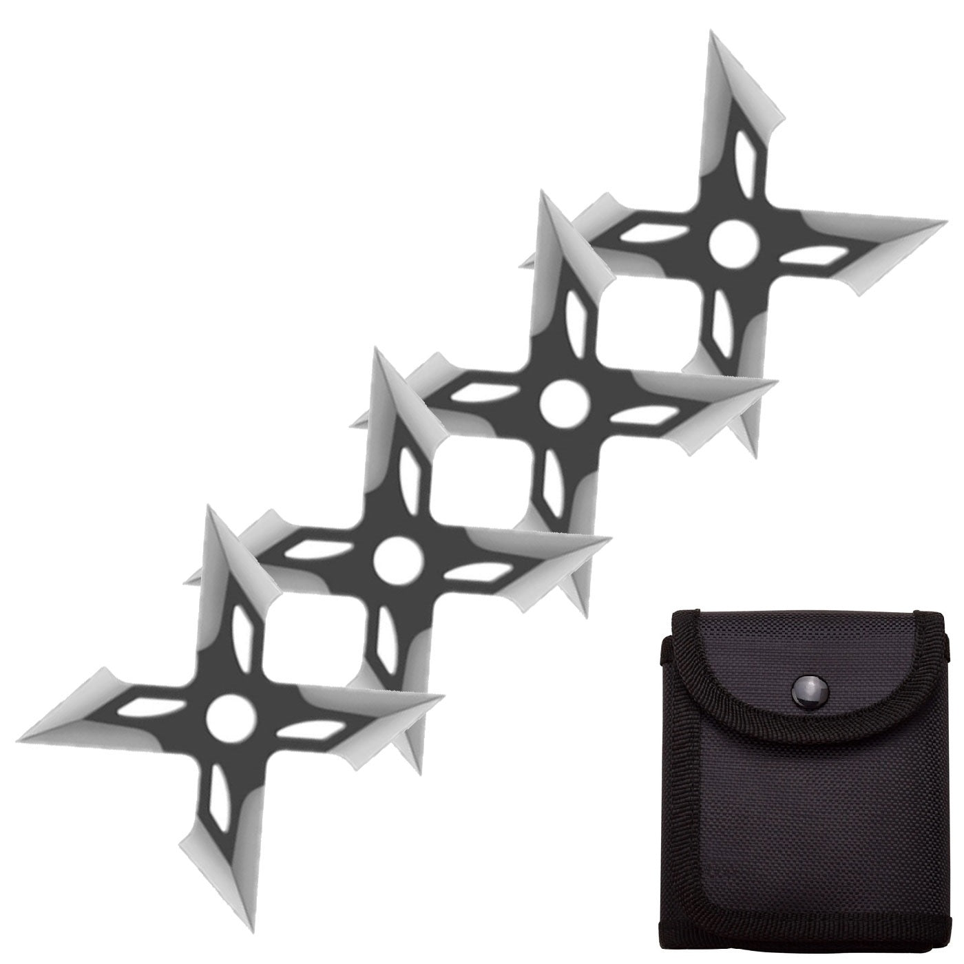 4 Pc Black/Satin Finish Four-Pointed X Throwing Ninja Stars Shuriken - Tophatter's Guns'N'Weapons Store Collectible Weapons - Tophatter Daily Deals