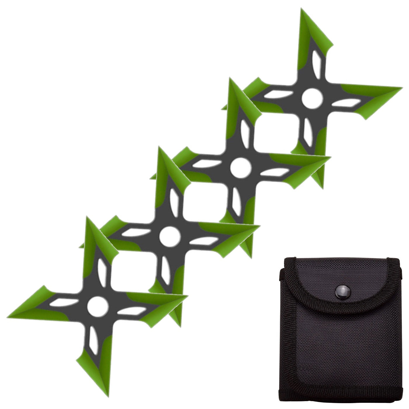 4 Pc Black/Green Finish Four-Pointed X Throwing Ninja Stars Shuriken Collectible Weapons - Tophatter Daily Deals