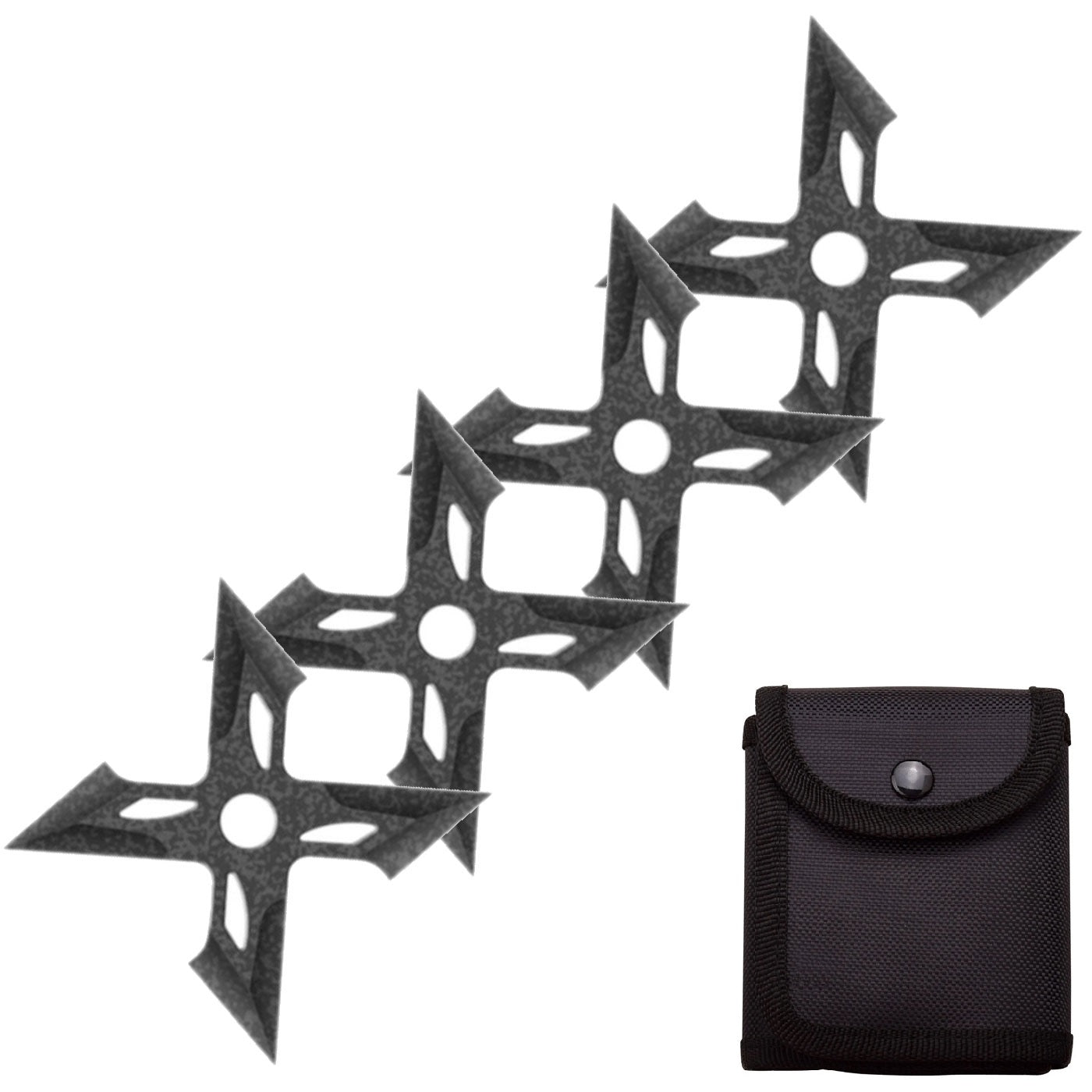 4 Pc Stonewash Finish Four-Pointed X Throwing Ninja Stars Shuriken - Tophatter's Guns'N'Weapons Store Collectible Weapons - Tophatter Daily Deals