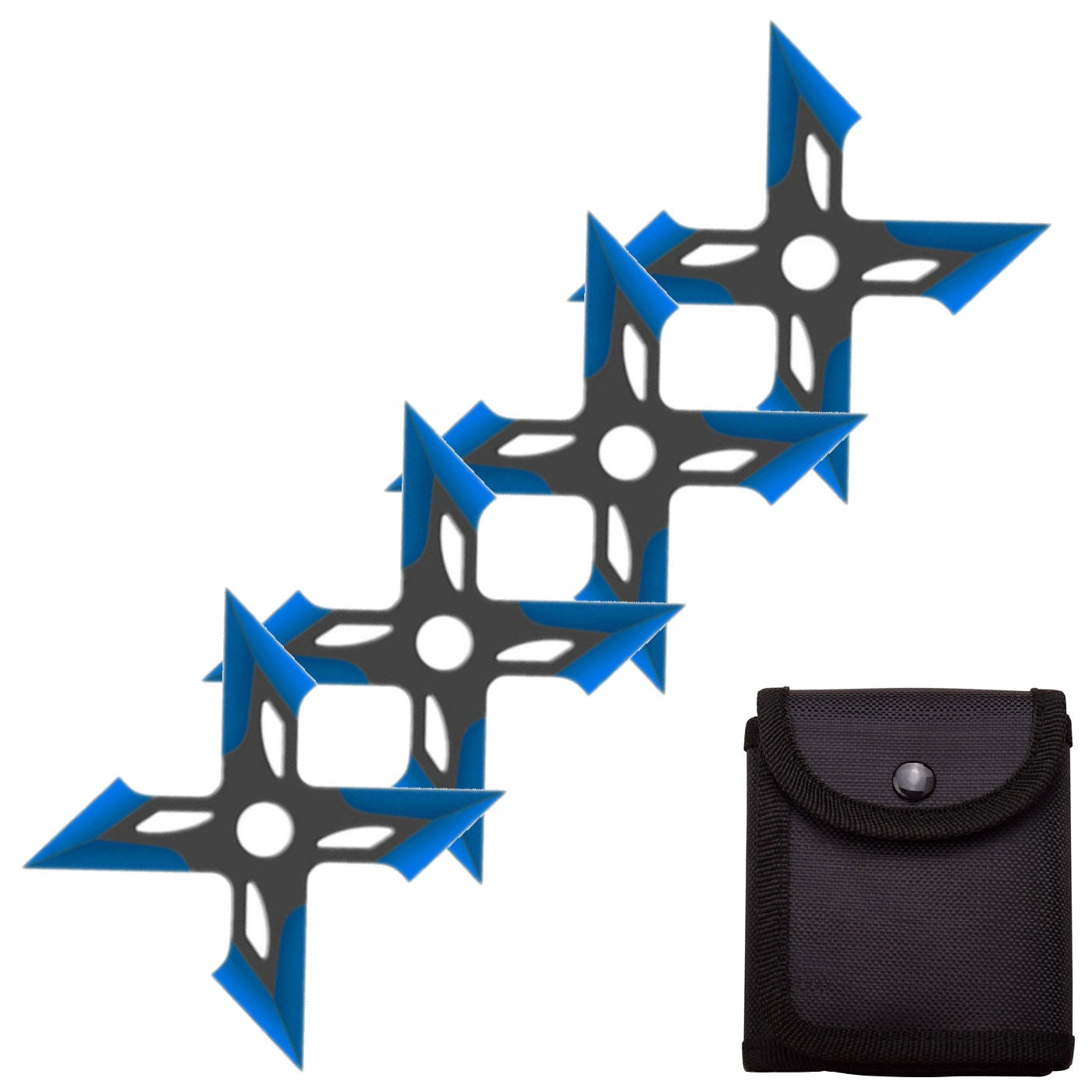 4 Pc Black/Blue Finish Four-Pointed X Throwing Ninja Stars Shuriken - Tophatter's Guns'N'Weapons Store Collectible Weapons - Tophatter Daily Deals