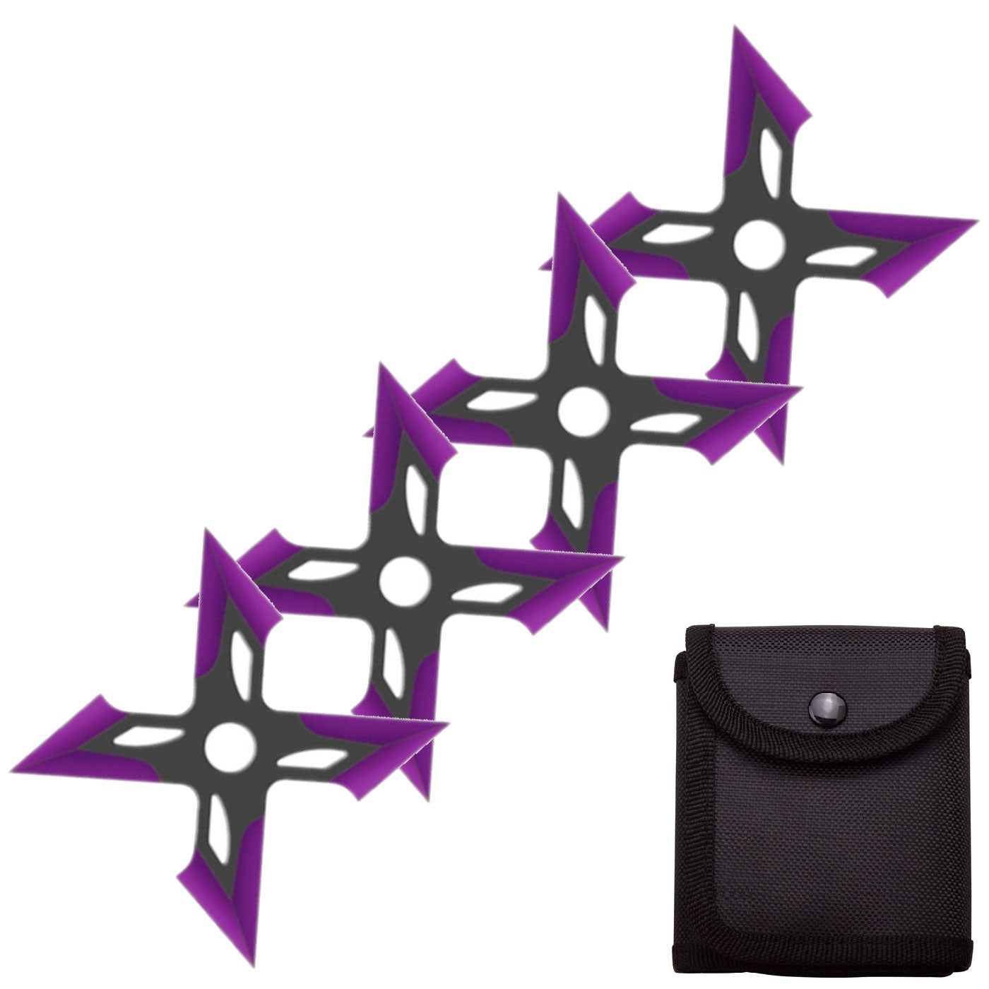 4 Pc Black/Purple Finish Four-Pointed X Throwing Ninja Stars Shuriken - Tophatter's Guns'N'Weapons Store - FREE SHIPPING Collectible Weapons - Tophatter Daily Deals