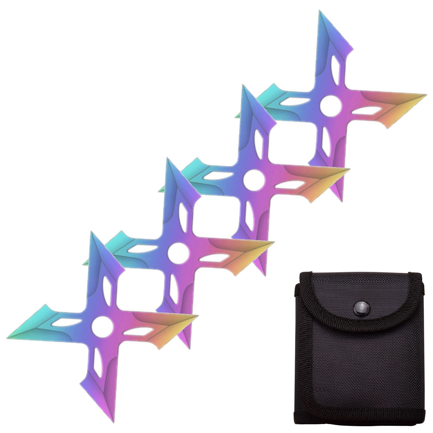 4 Pc Titanium Finish Four-Pointed X Throwing Ninja Stars Shuriken - Tophatter's Guns'N'Weapons Store Collectible Weapons - Tophatter Daily Deals
