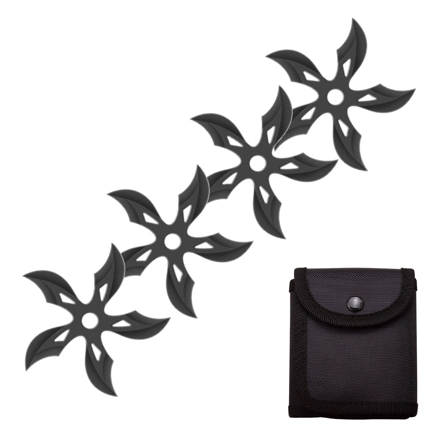 4 PC Set Black Ninja Throwing Stars Anime Shuriken Knife Curve Blade Five-Sided Collectible Weapons - Tophatter Daily Deals