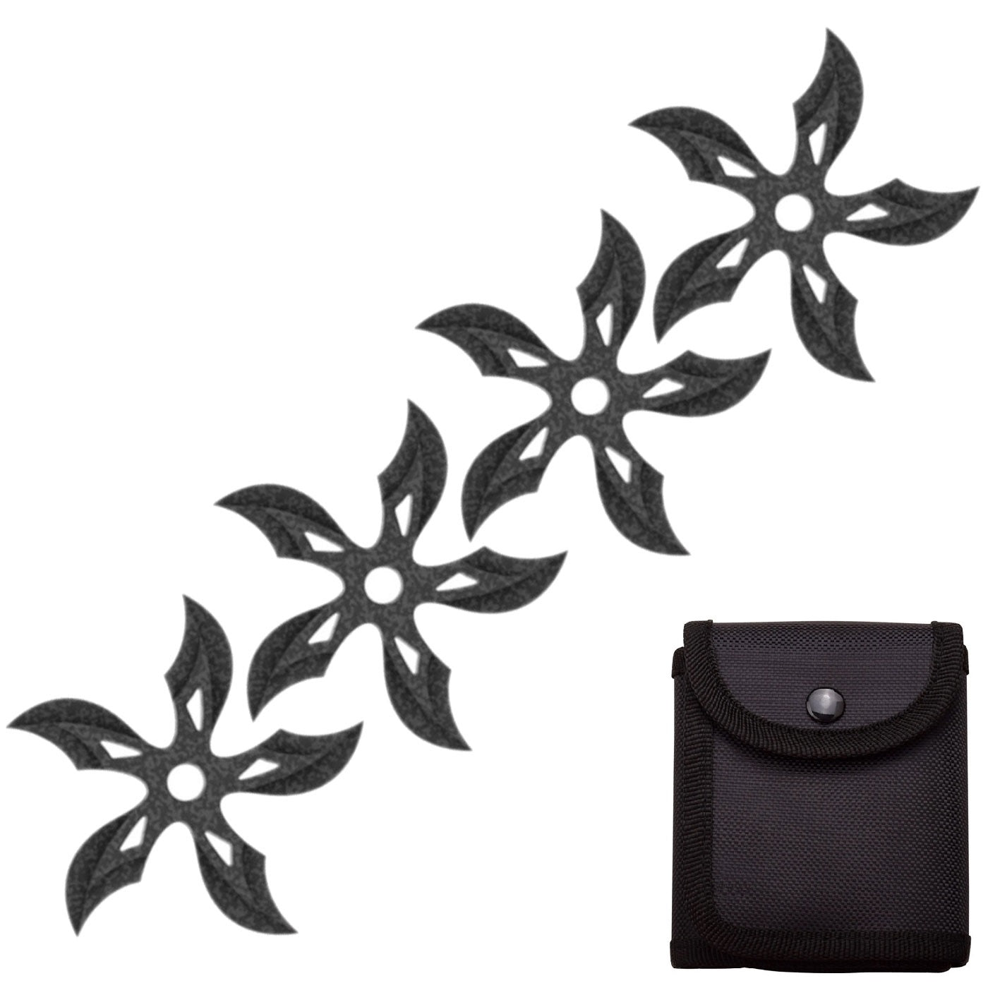 4 PC Set Stonewash Finish Ninja Throwing Stars Shuriken Knife Curve Blade Five-Sided Collectible Weapons - Tophatter Daily Deals