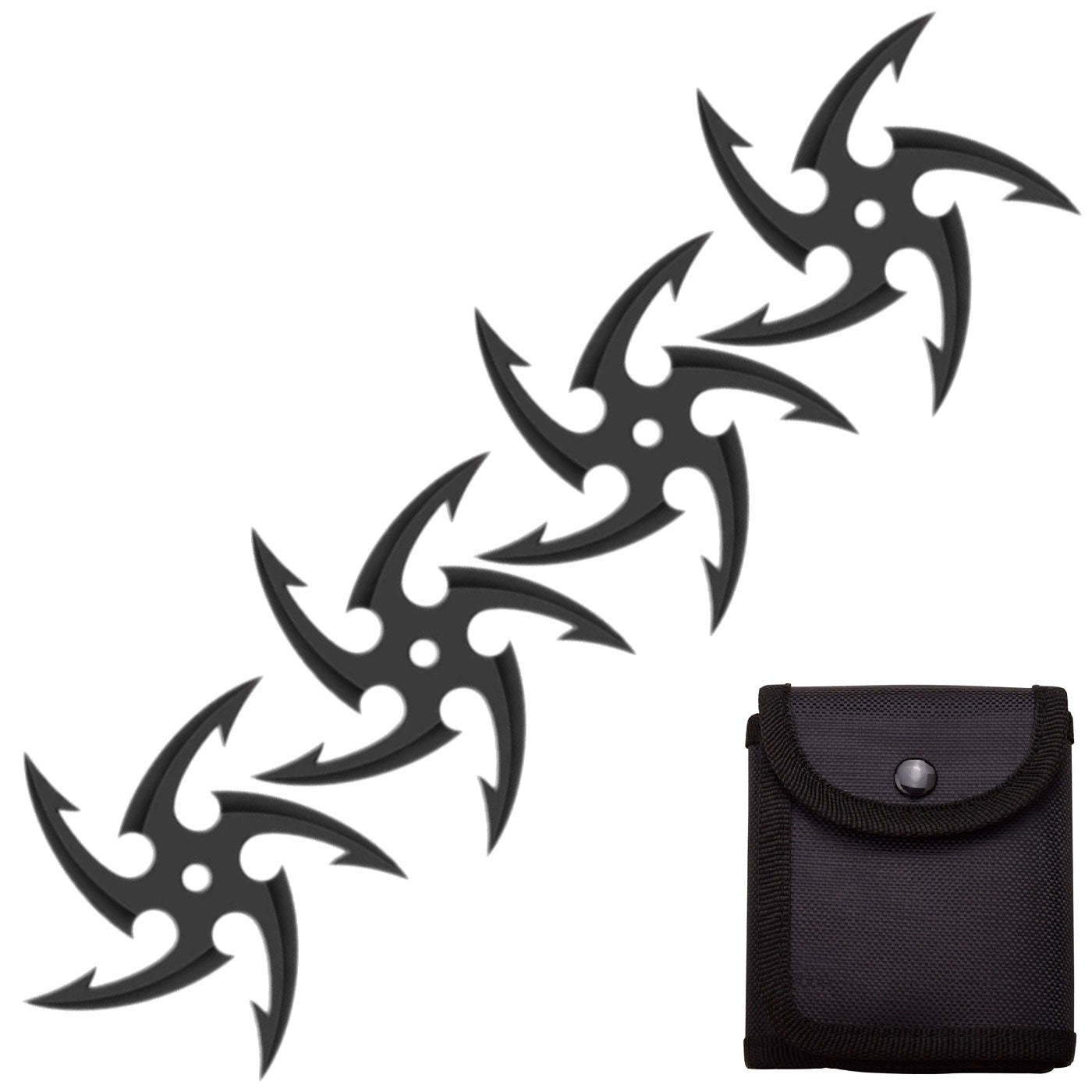 4 PC Set Black Cyclone Ninja Throwing Stars Shuriken Knife Five-Sided - Tophatter's Army Products & Self Defense Collectible Weapons - Tophatter Daily Deals