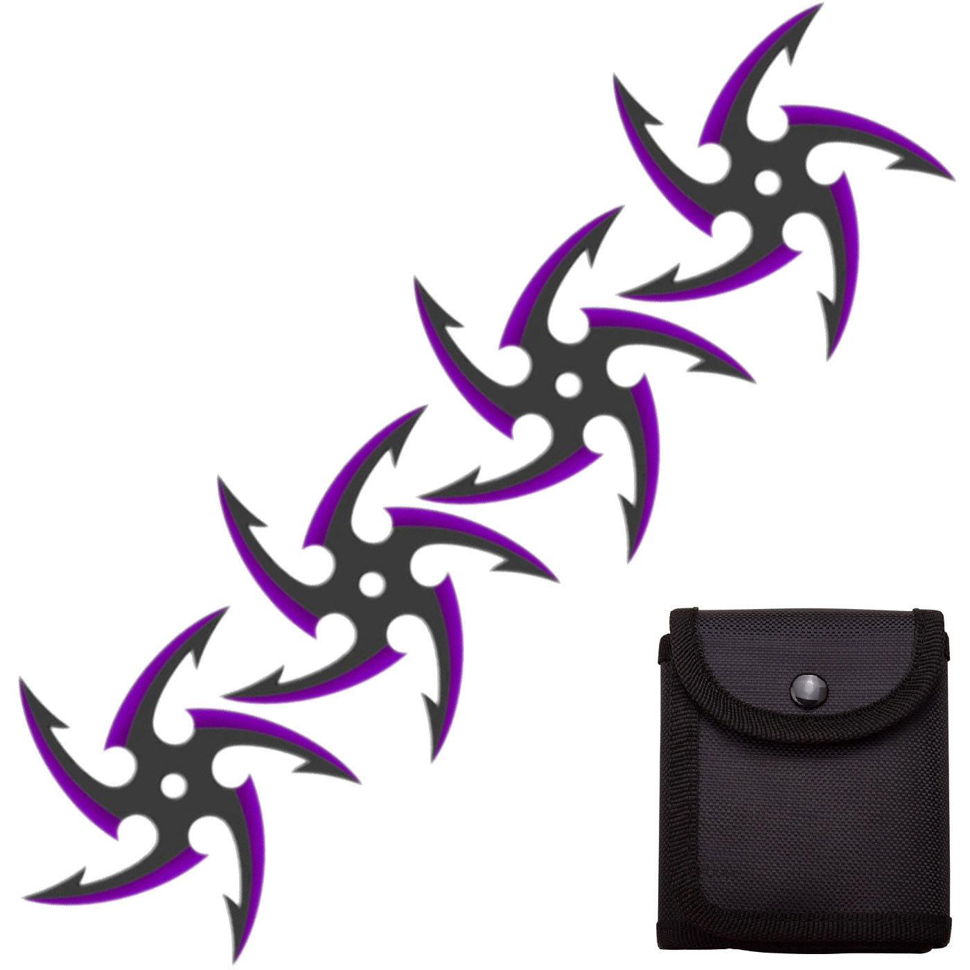 4 PC Set Black/PurpleFinish Cyclone Ninja Throwing Stars Shuriken Knife Five-Sided - TOPHATTER'S ARMORY DEALS Collectible Weapons - Tophatter Daily Deals