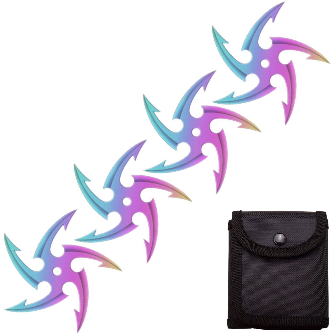 4 PC Set Titanium Finish Cyclone Ninja Throwing Stars Shuriken Knife Five-Sided - Tophatter's Guns'N'Weapons Store Collectible Weapons - Tophatter Daily Deals