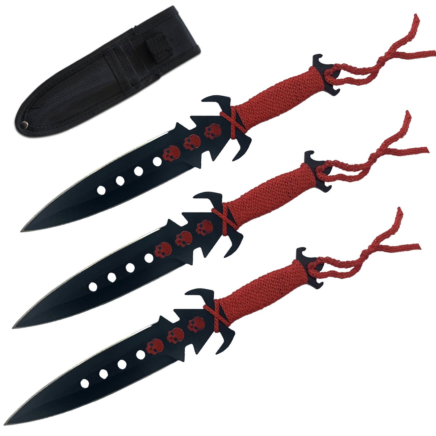 3 Pc 7.5" Ninja Tactical Combat Kunai Throwing Knife Set with Sheath - Tophatter's Guns'N'Weapons Store - FREE SHIPPING Collectible Weapons - Tophatter Daily Deals