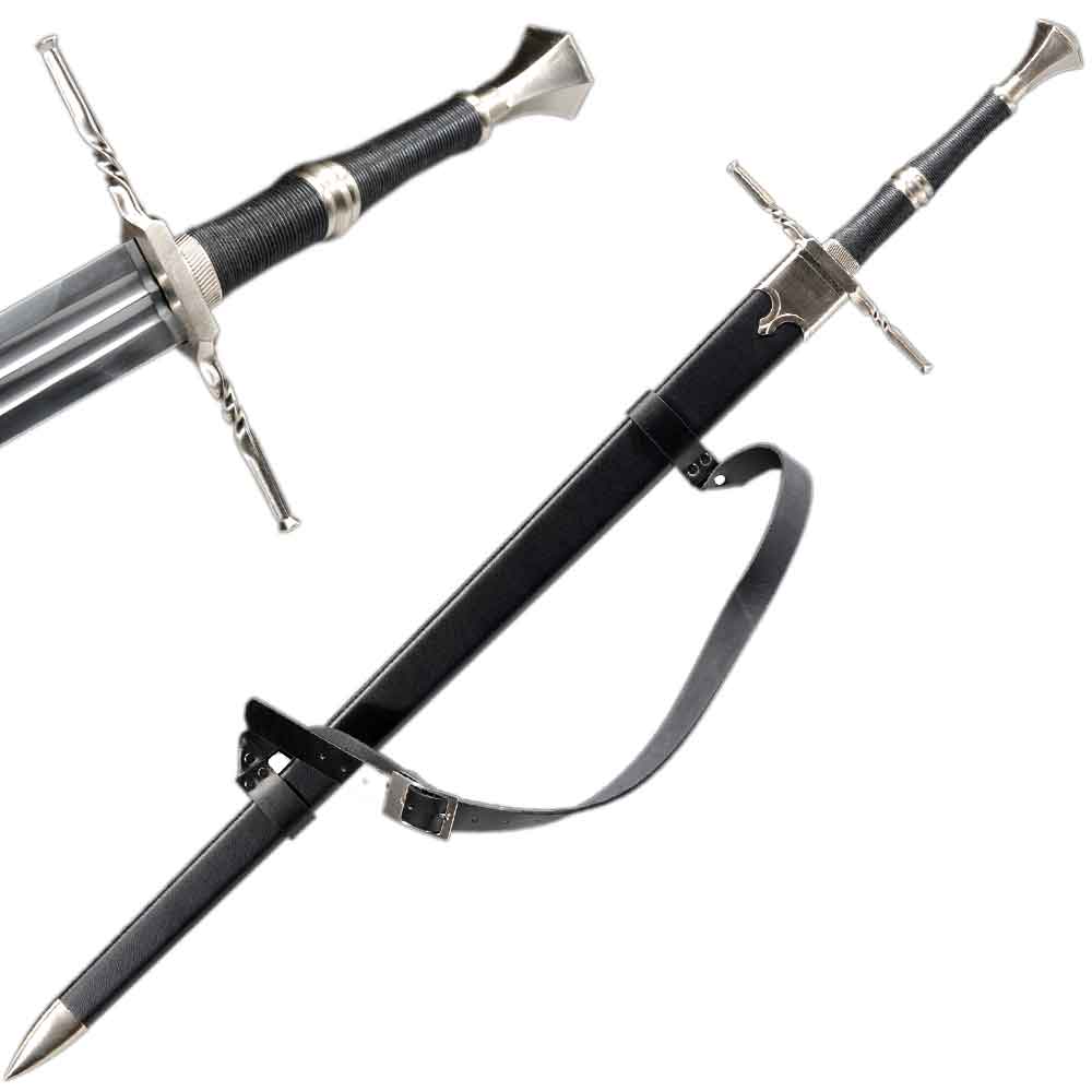 49" Steel Blade Replica Sword Scabbard Two Handed Medieval Collectible Weapons - Tophatter Daily Deals