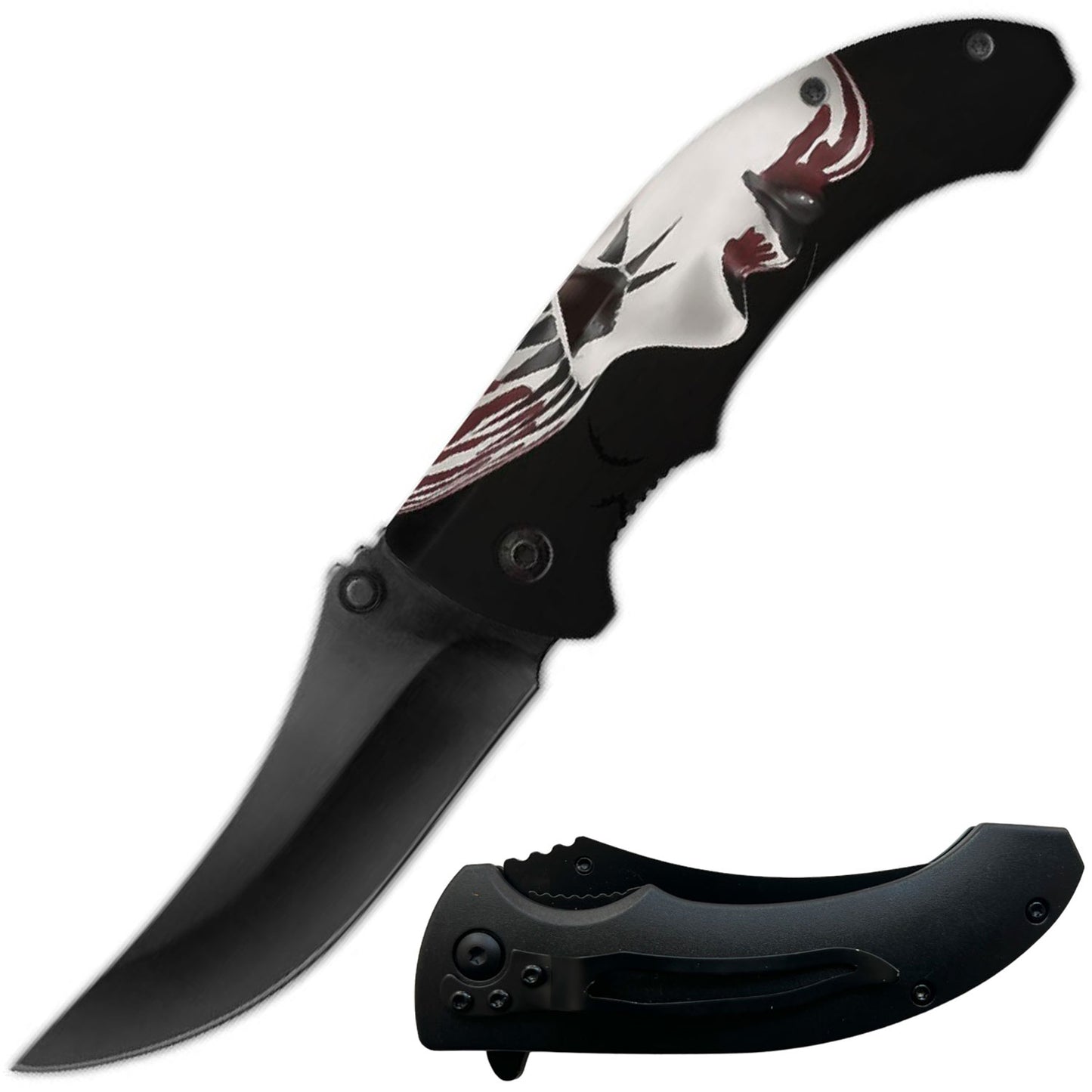 8" Pierrot Venetian Mask Spring Assisted Open Folding Pocket Knife - TOPHATTER'S ARMORY DEALS Collectible Weapons - Tophatter Daily Deals
