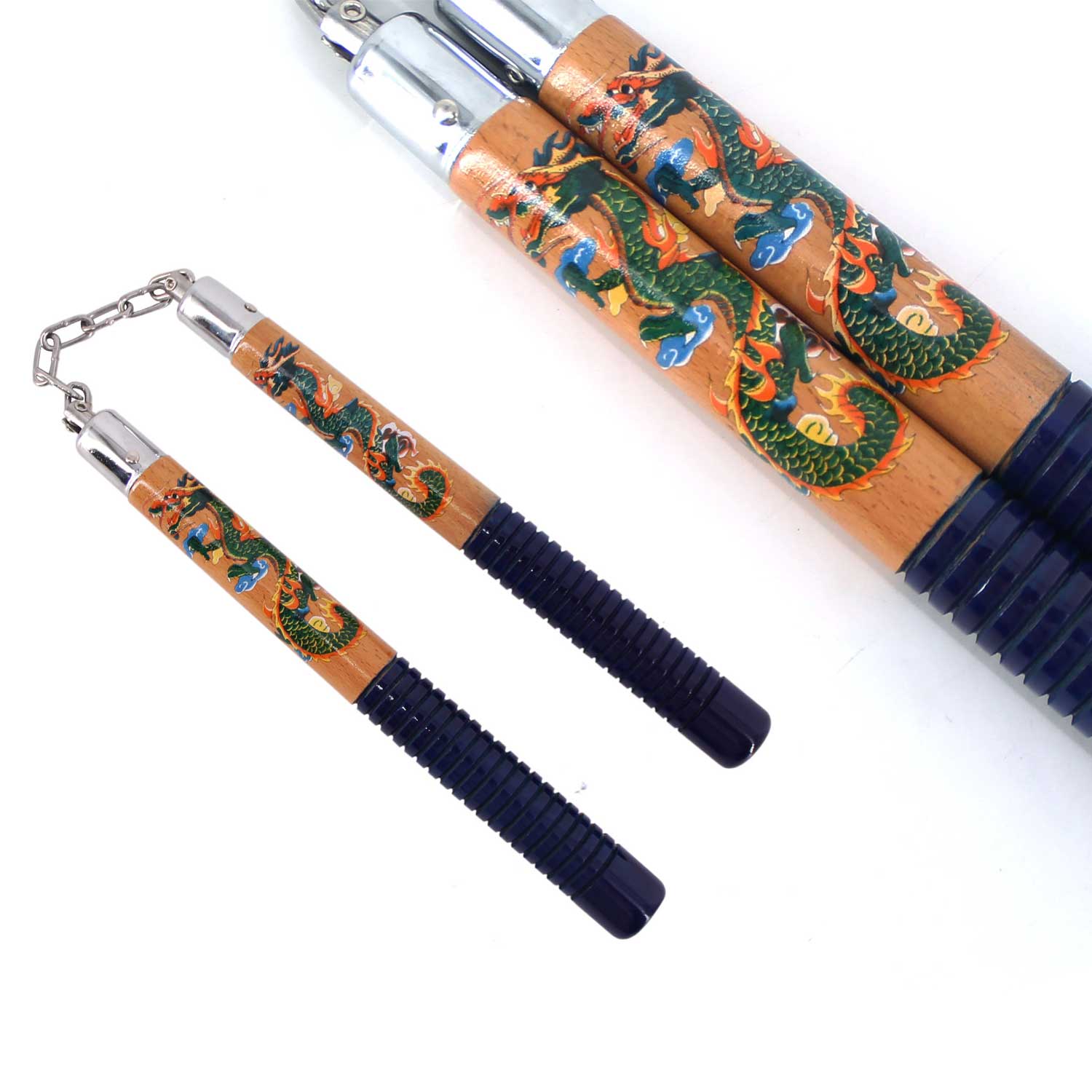 12" Chinese Dragon Hardwood Nunchaku Collectible Weapons - Tophatter Daily Deals