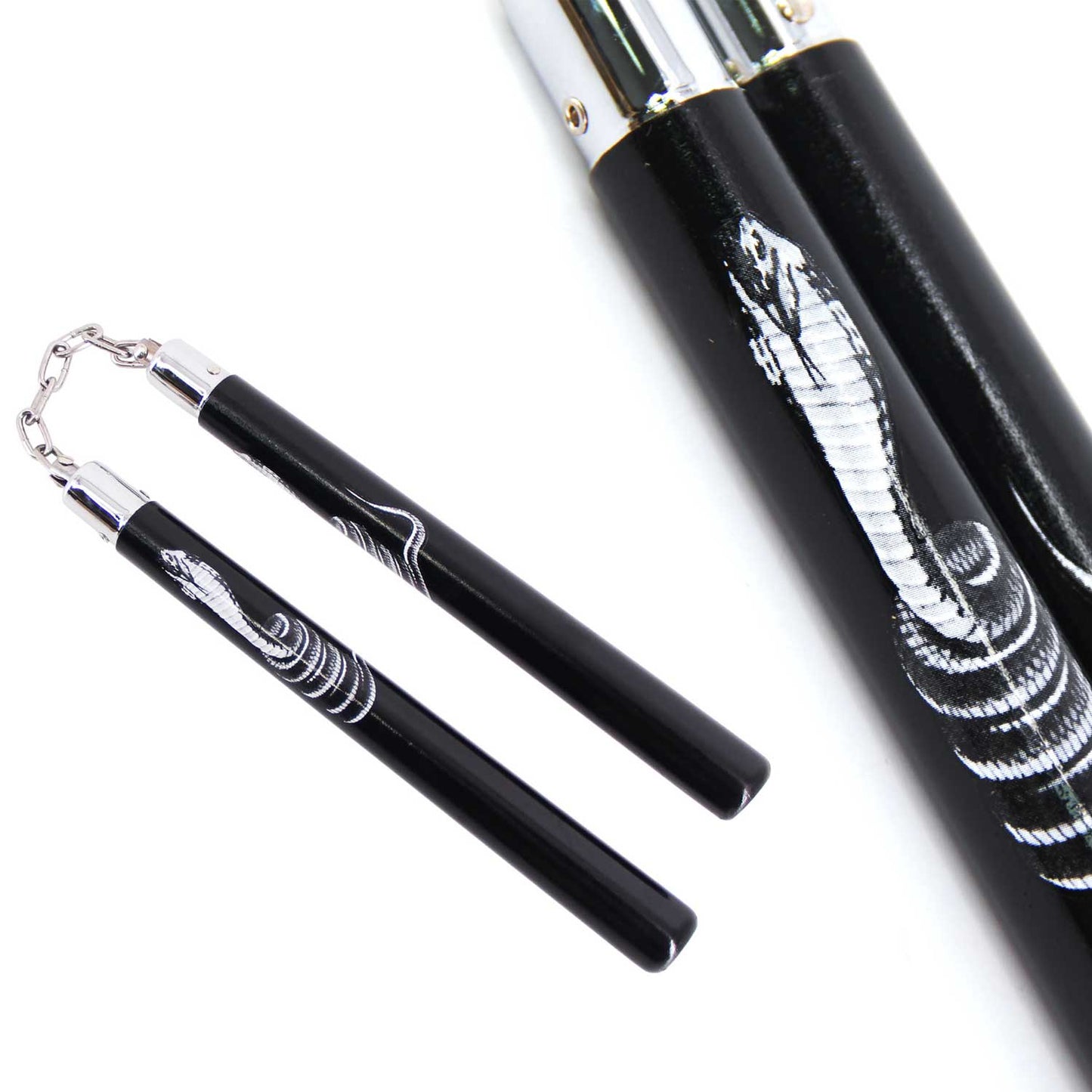 12" Hardwood Holographic King Cobra Nunchucks - Tophatter's Army Products & Self Defense Collectible Weapons - Tophatter Daily Deals