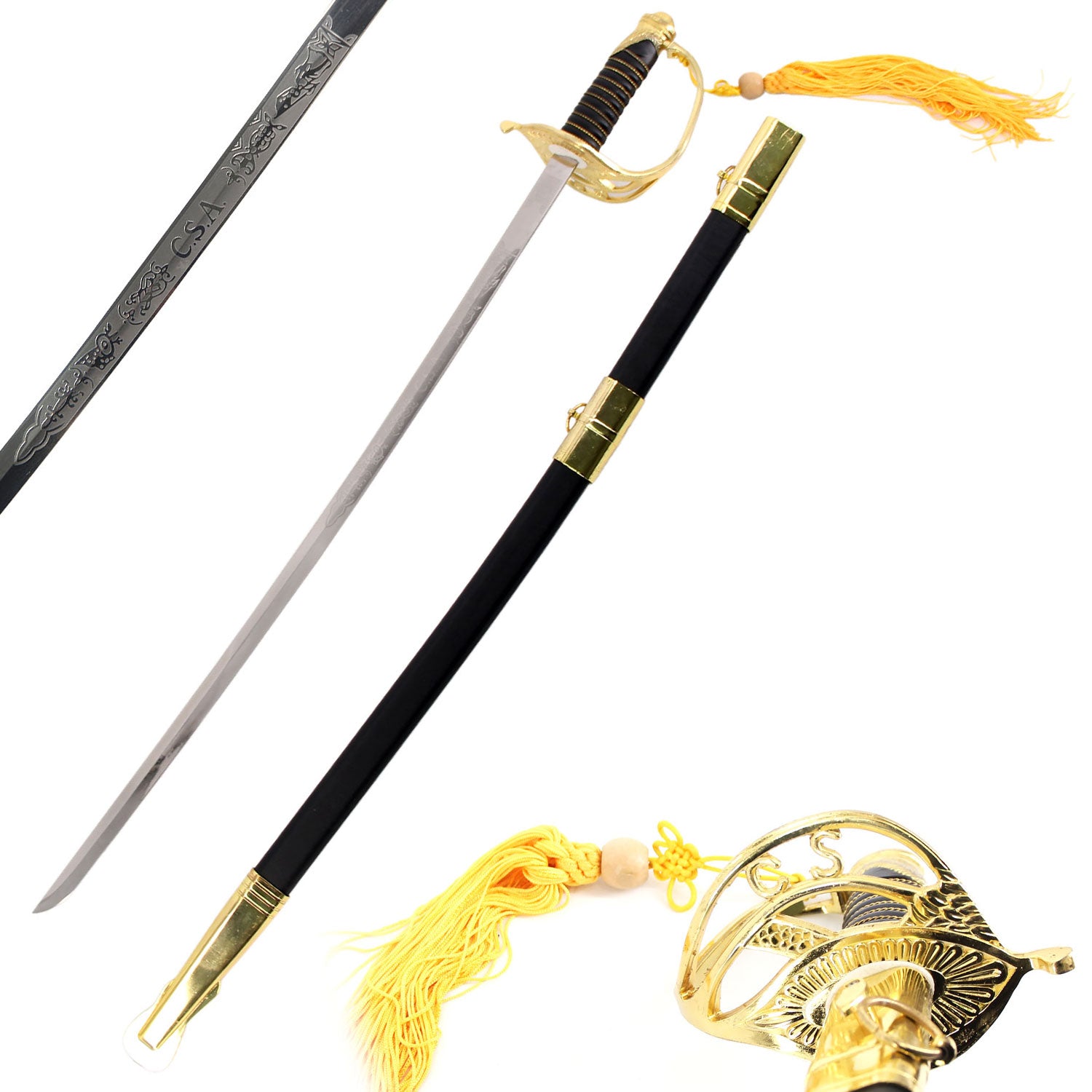 CSA Military 1860 Light Cavalry Army Saber Civil War Confederate Officer Sword - TOPHATTER'S ARMORY DEALS Collectible Weapons - Tophatter Daily Deals