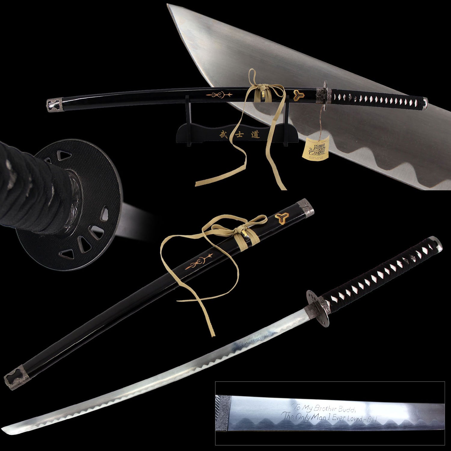 Budd's Sword Replica Movie Katana Hattori Hanzo Collection Kill Bill with Display Stand - Tophatter's Inc. Weapons Store Online Collectible Weapons - Tophatter Daily Deals