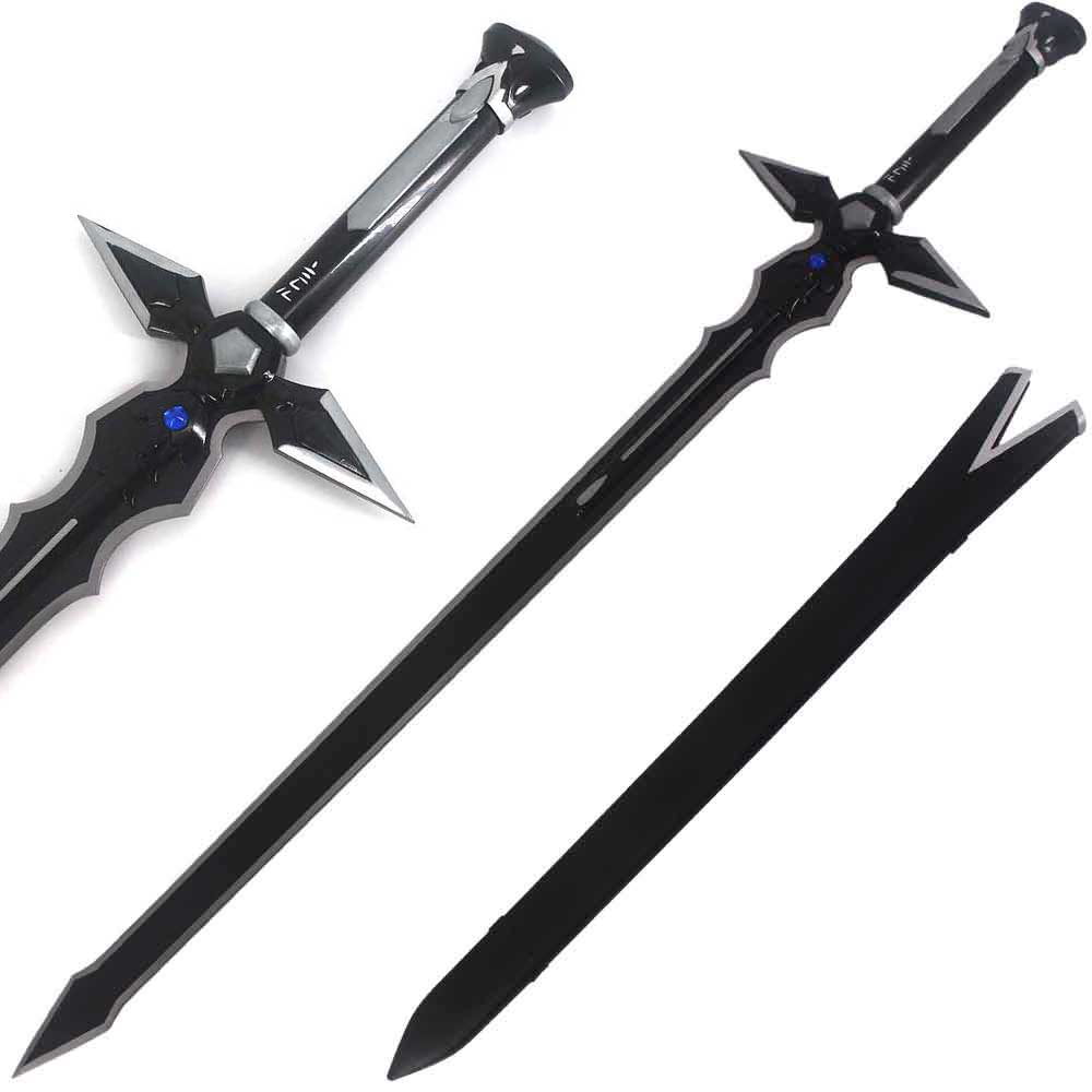 SAO Dark Repulser Sword of Kirito Steel Replica with Wooden Sheath Collectible Weapons - Tophatter Daily Deals