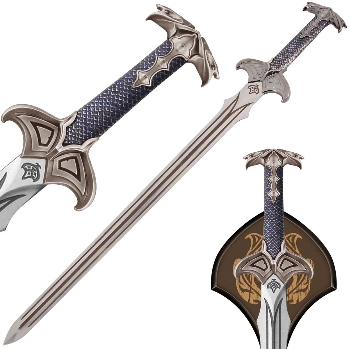 Fantasy Movie Replica Sword Stainless Steel Blade with Wooden Display Plaque - Tophatter's Guns'N'Weapons Store - FREE SHIPPING Collectible Weapons - Tophatter Daily Deals