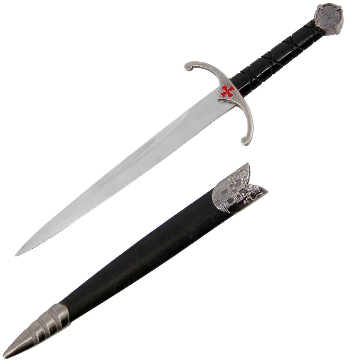 15.5 Inches Cross Medieval Crusader Dagger with Scabbard - TOPHATTER'S ARMORY DEALS Collectible Weapons - Tophatter Daily Deals