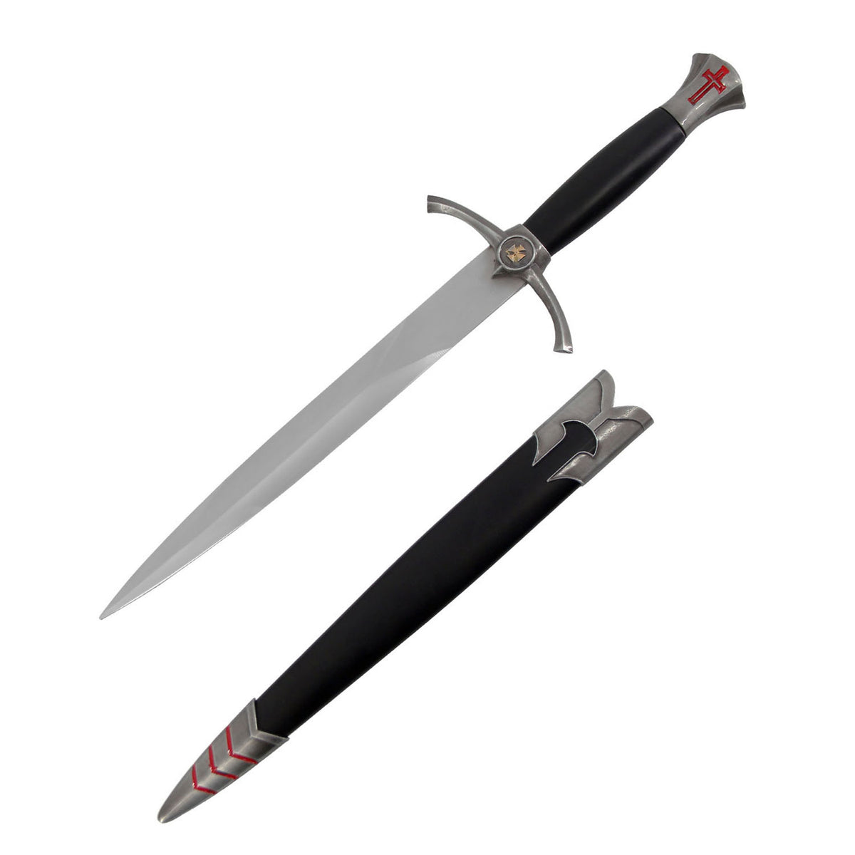Silver Cross Pommel Crusader Dagger - Tophatter's Guns'N'Weapons Store - FREE SHIPPING Collectible Weapons - Tophatter Daily Deals