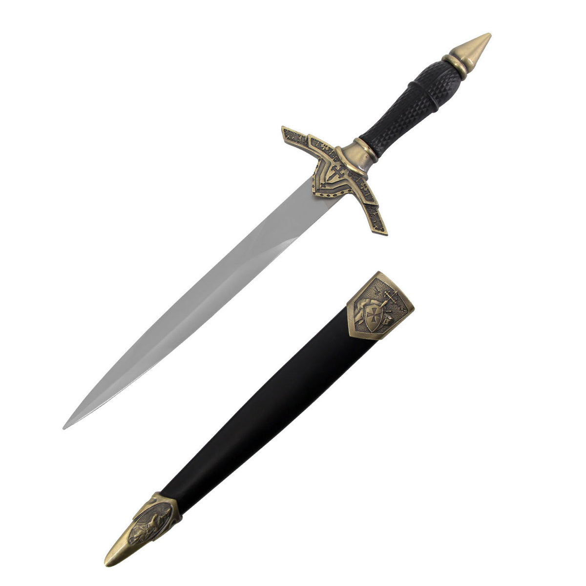 Crusader Golden Cross Medieval Dagger - Tophatter's Guns'N'Weapons Store - FREE SHIPPING Collectible Weapons - Tophatter Daily Deals