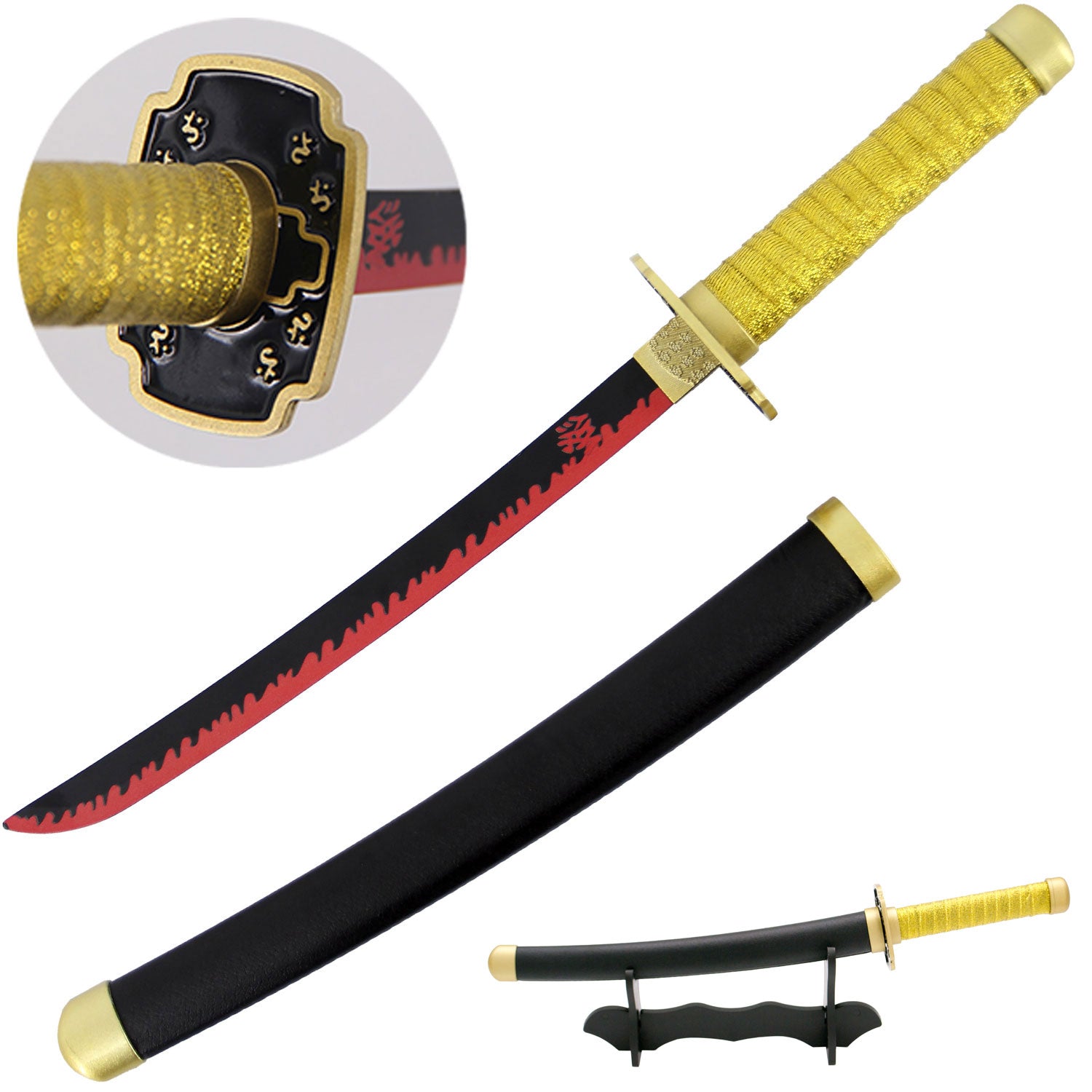 Yoriichi Tsugikuni's Red-Black Nichirin Miniature Katana - Yoriichi Sword - TOPHATTER'S ARMORY DEALS Collectible Weapons - Tophatter Daily Deals