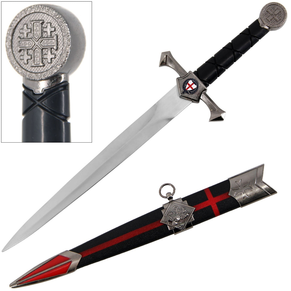 Cross and Shield Templar Dagger - Tophatter's Guns'N'Weapons Store - FREE SHIPPING Collectible Weapons - Tophatter Daily Deals