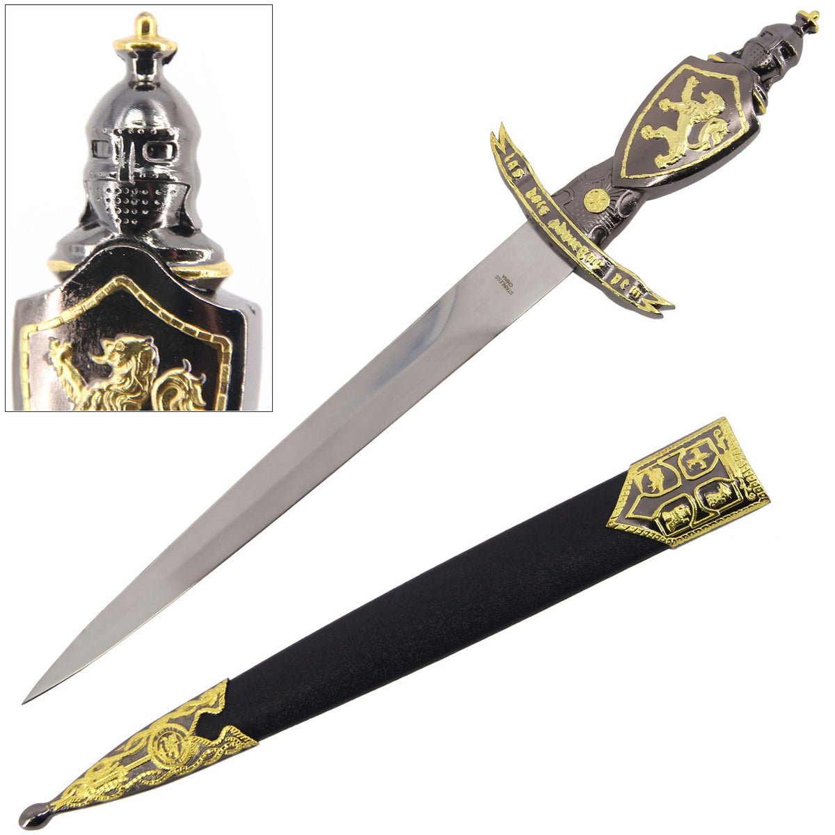 Lion Crusader Dagger with Scabbard - Tophatter's Guns'N'Weapons Store - FREE SHIPPING Collectible Weapons - Tophatter Daily Deals