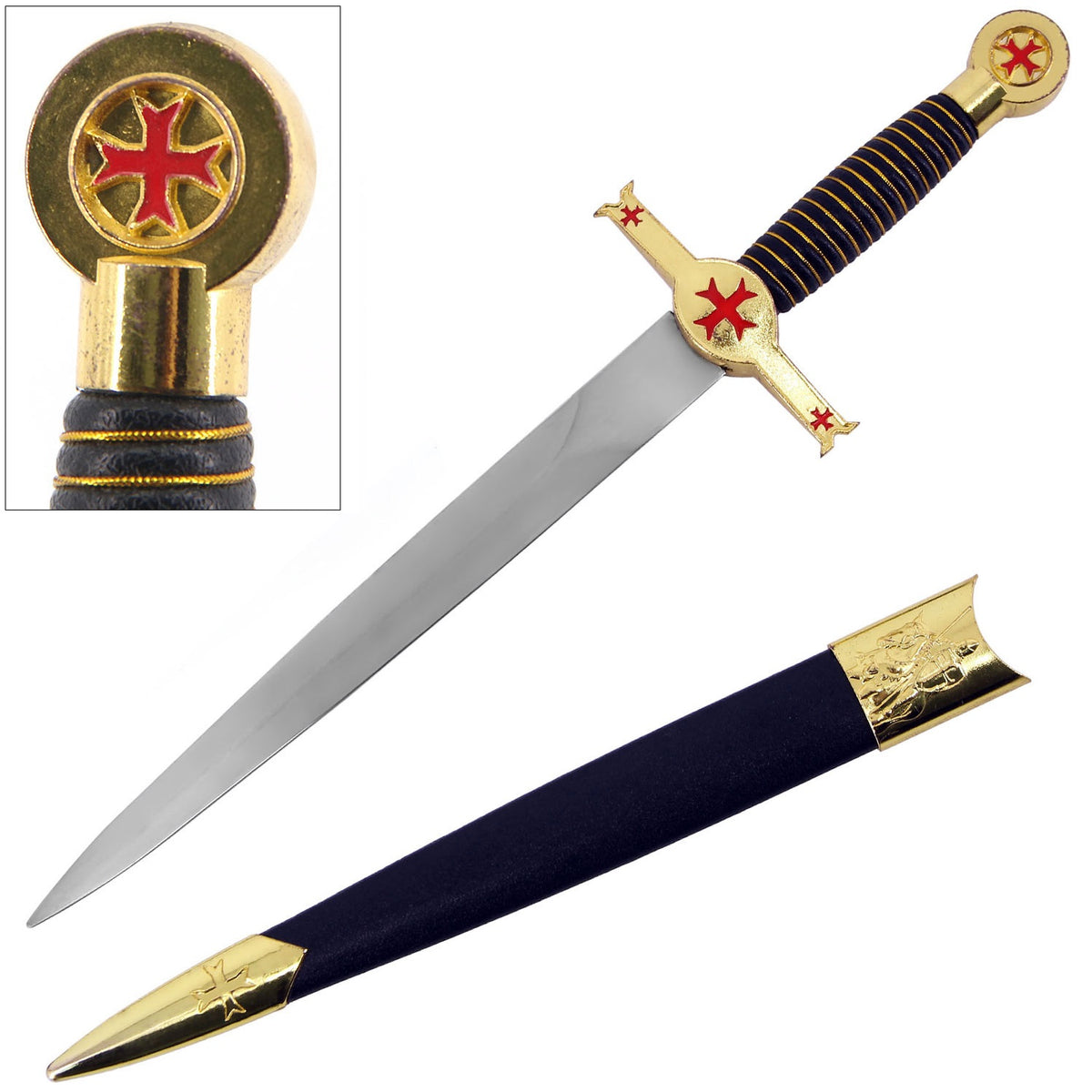 Crusader Knight Dagger with Scabbard - Tophatter's Guns'N'Weapons Store - FREE SHIPPING Collectible Weapons - Tophatter Daily Deals