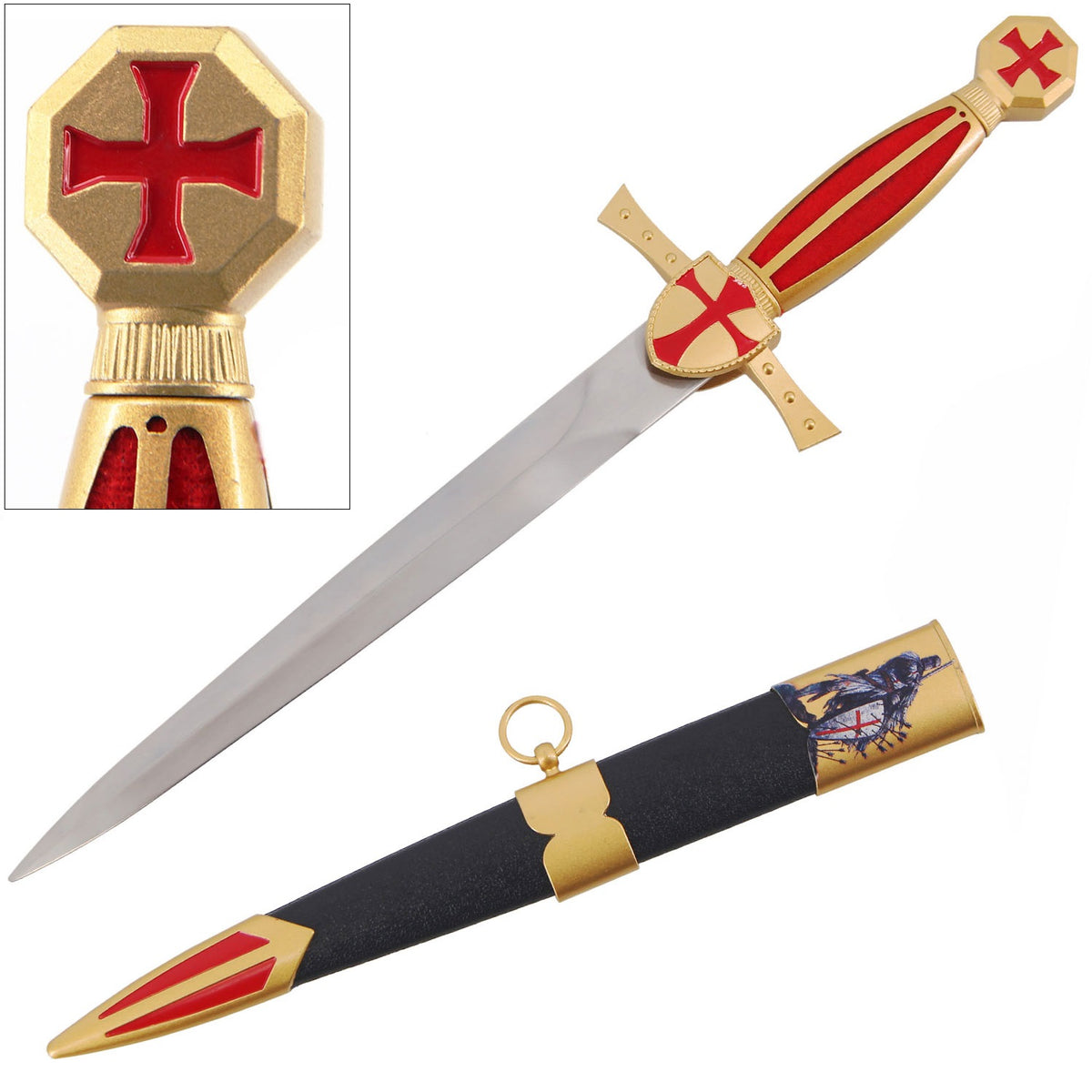 Shield Guard Crusader Dagger with Sheath - Tophatter's Guns'N'Weapons Store - FREE SHIPPING Collectible Weapons - Tophatter Daily Deals